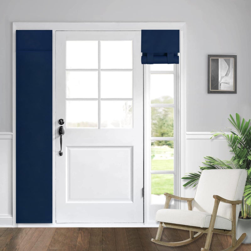WdFour Small French Door Curtains with Silky Feel Thermal Insulated Noise Reducing Blackout Curtains for Glass Door Office (12W x 70L  1 Panel  Navy Blue) - Image 1